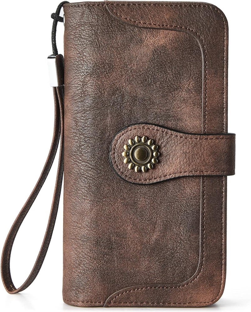 Bostanten Leather Wallet for Women RFID Blocking Zip Around Credit Cards Holder Phone Clutch - Image 1
